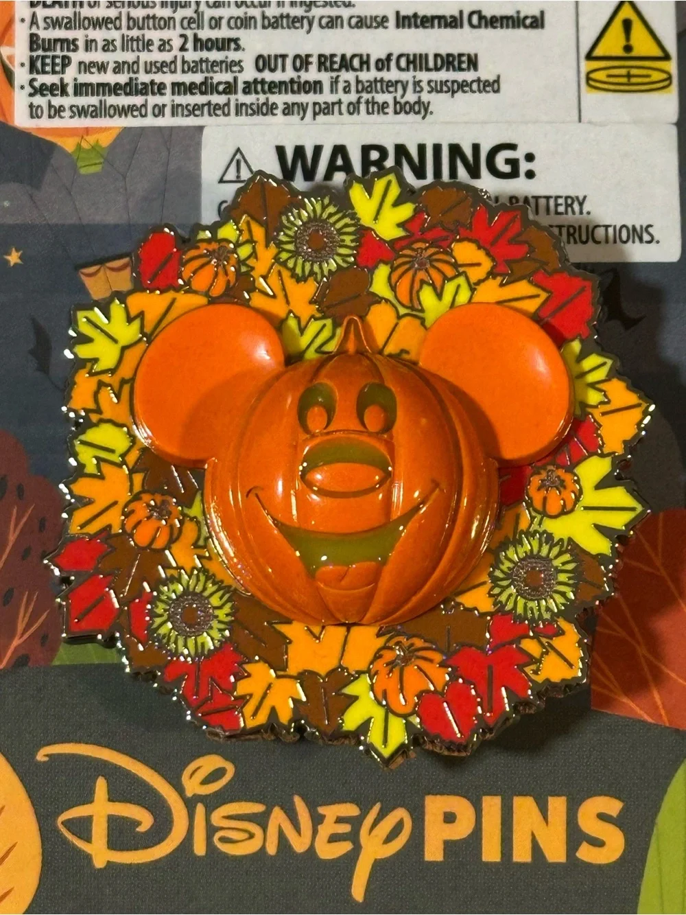 *NEW TAGS* WDW Disney Parks 2026 Halloween Fall Wreath Mickey Mouse Pin LightUp